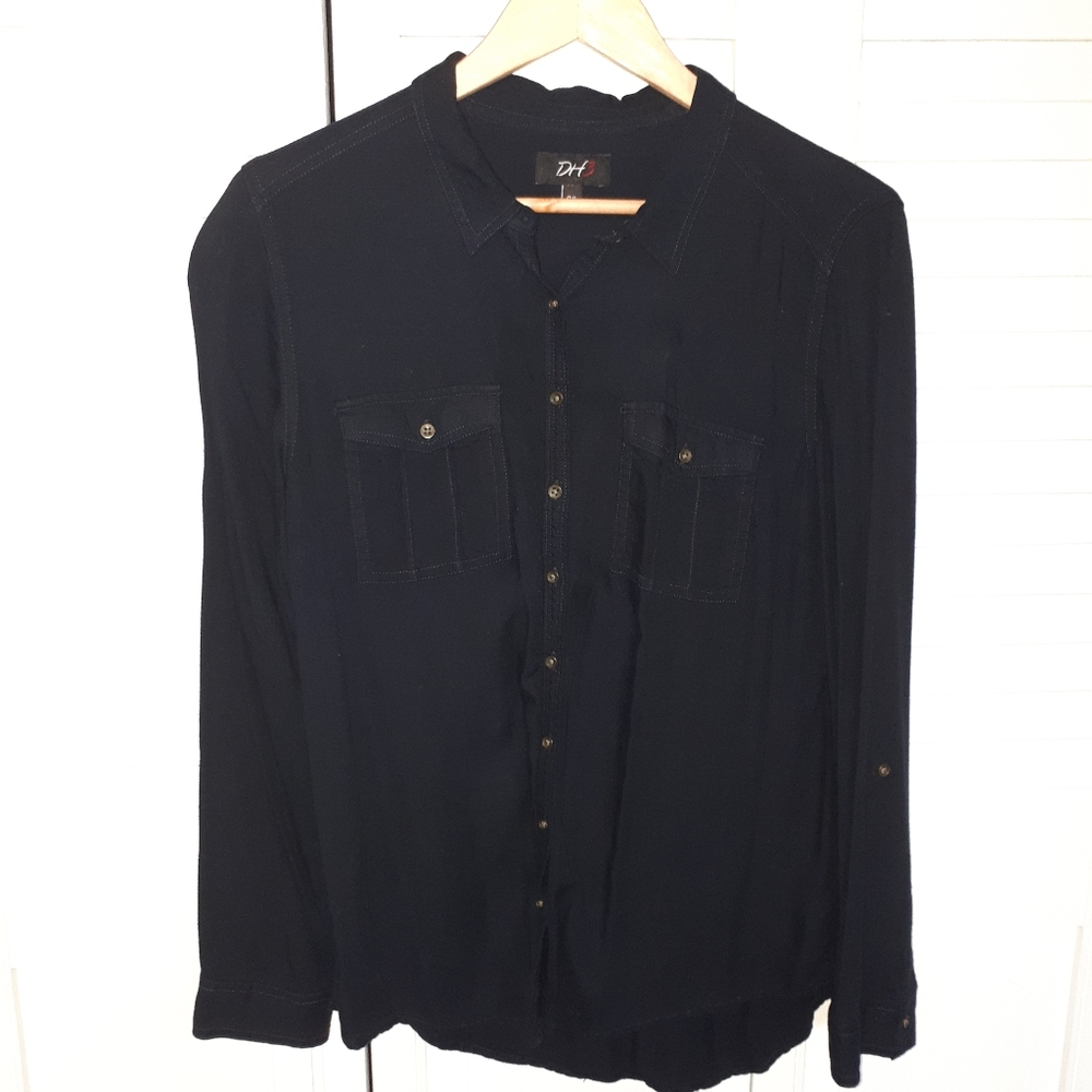 Navy blouse rayon.size L